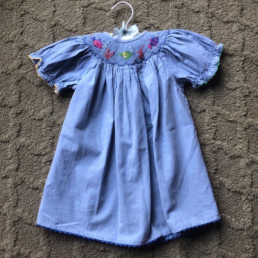 Viva la Fete smocked chambray dress 2T